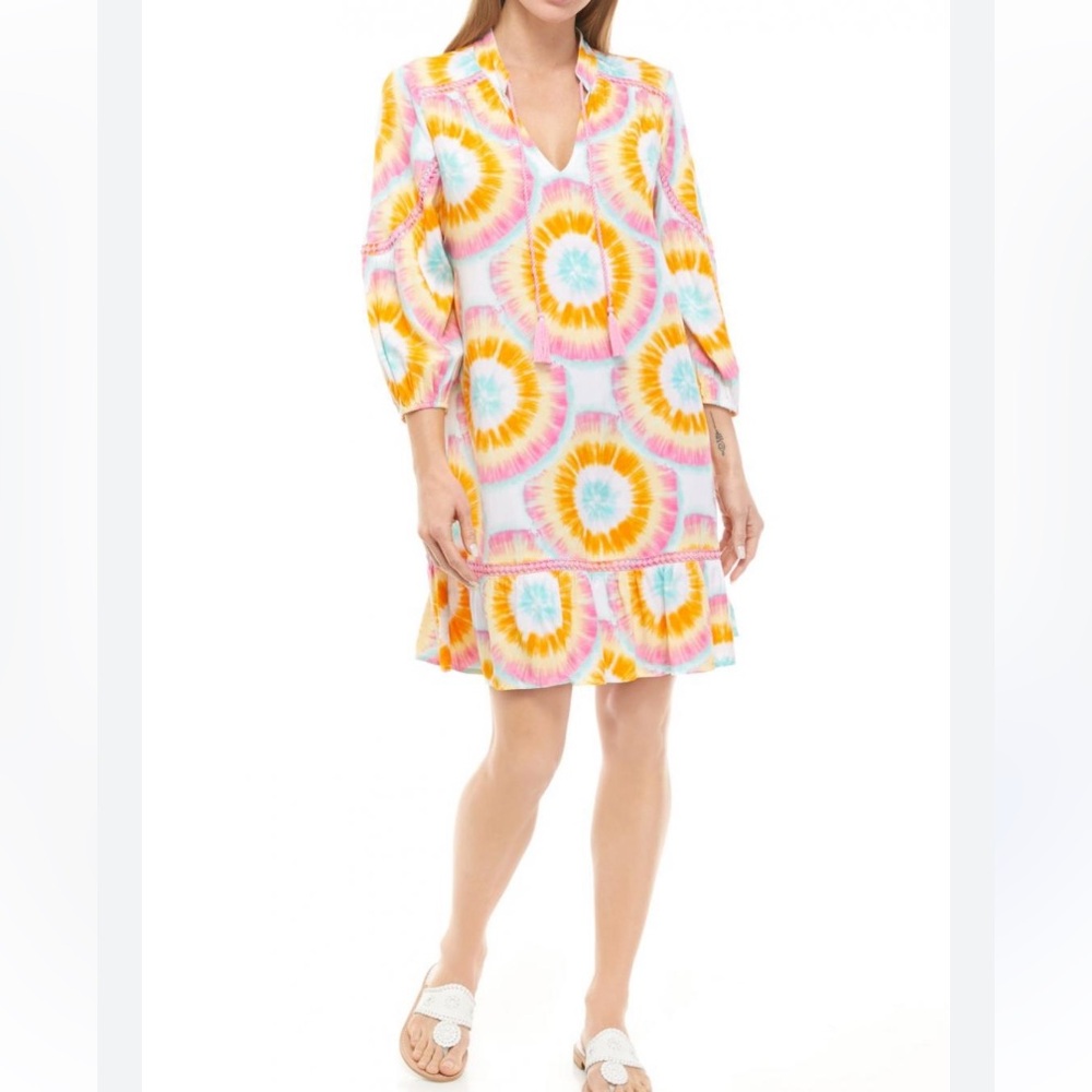 Crown & Ivy 3/4 sleeve blouson tie dye mini dress. Worn about 3x